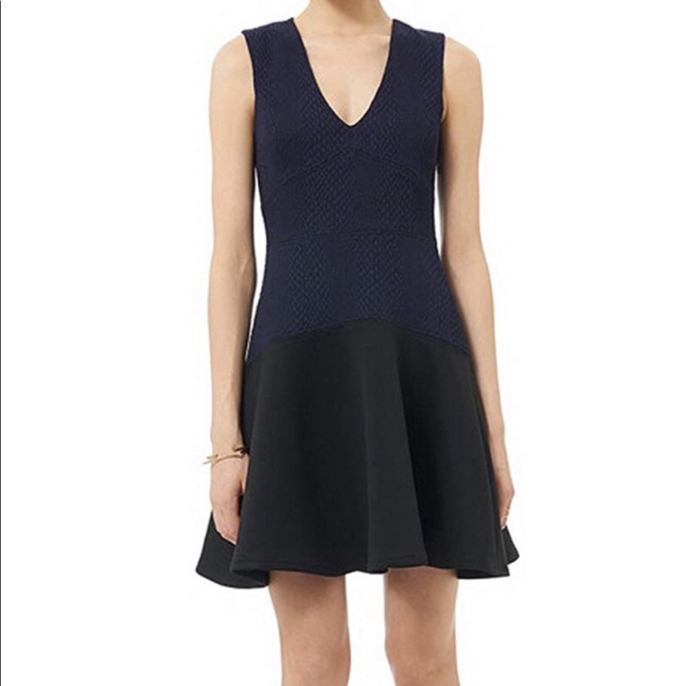 Rebecca Taylor Navy Black Snakeskin V-beck Dress